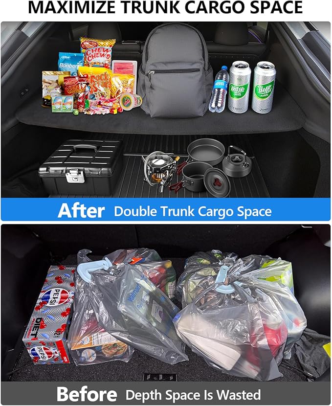 for Tesla Trunk Cargo Cover Model Y Juniper 2025 2026 Trunk Storage Board Model Y Accessories Storage Dividers Layered Partition Board Shield Shade Anti-Spy Luggage Privacy