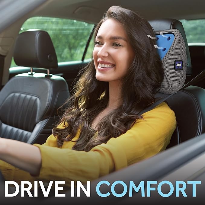Sealy Ergonomic Car Neck Cushion – Memory Foam Neck Pillow for Car or Office Chair, Travel Neck Pillow,