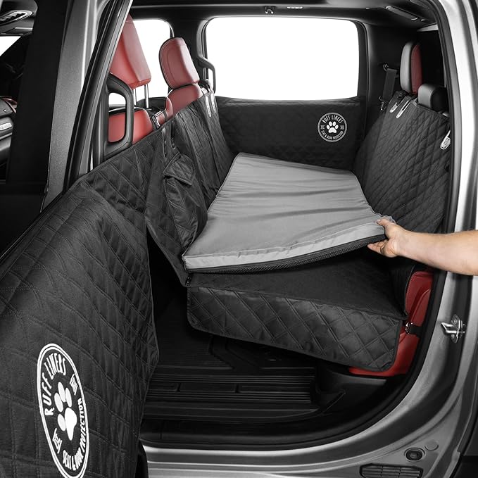 Ruff Liners Truck Back Seat Dog Bed Cushion, Extra Large Gray – As Seen on Shark Tank – for Large Seat Extender & XL Floor Cover – Waterproof, Machine-Washable – Backseat Dog Bed with Rebound Foam