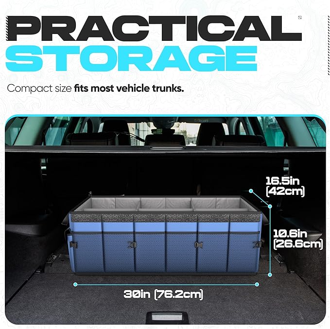 FORTEM Trunk Organizer For SUV Car Trunk Organizer, Foldable Storage, Car Accessories for Women Men, Collapsible Bag, Perfect Christmas Gifts, 600D Oxford, Non Slip Bottom, Straps, Soft Cover (85L)