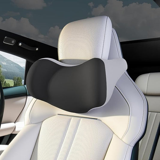 BEBAS Car Headrest Pillow, Ergonomic Neck Pillow with Memory Foam, Universal Car Head Rest Support for Driving Comfort, Breathable Removeable Seat Pillow for Pain Relief (Black, 1 Pack)