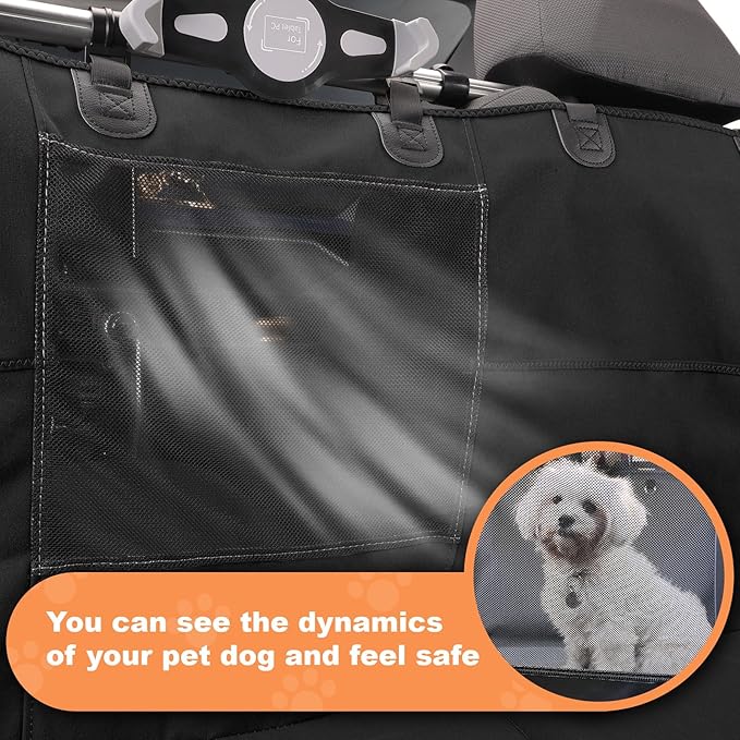 Furri&Me Dog Car Seat Cover, Back Seat Cover for Dogs Pet Car Seat Protector 400lbs Capacity Waterproof Non-Slip Bench Hard Bottom Car Seat Cover for Most Cars Trucks SUVs(Black)