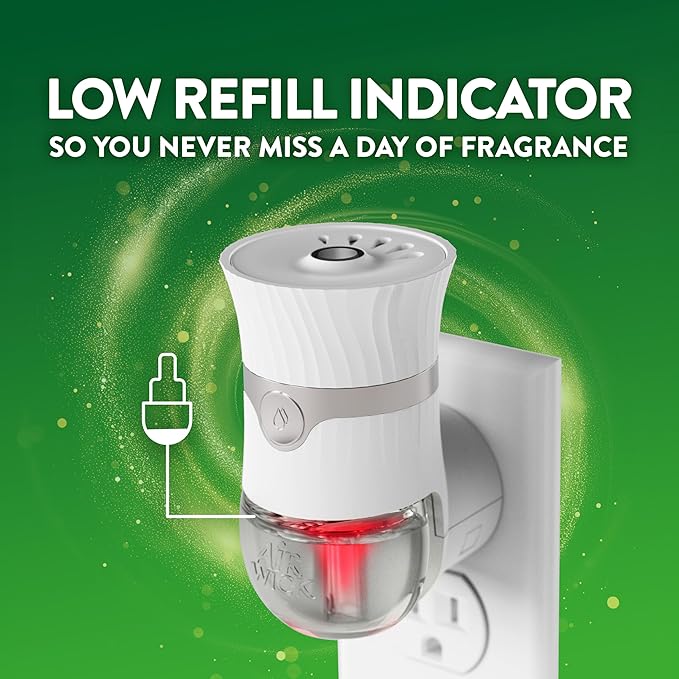 Air Wick Plug in Scented Oil Starter Kit, 2 Warmers + 6 Refills, Lavender & Chamomile, Eco Friendly, Essential Oils, Air Freshener