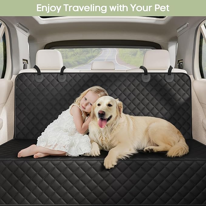 Dog Car Seat Cover for Back Seat, Waterproof Pet Bench Seat Cover for Dogs, Scratchproof Nonslip Rear Seat Protector for Cars, Trucks, SUVs
