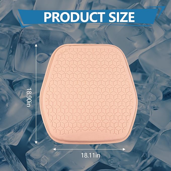 wuyaoyao Thin Gel Car Seat Cushion, Breathable Cooling Seat Cushions for Cars, Non-Slip & Comfortable Automotive Front Seats Cushion Pad for Driver, Chair Protector for Vehicle, Home, Office (Pink)