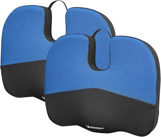MICHELIN Memory Foam Seat Cushion 2-Pack - Gel Infused for Cooling Comfort, Orthopedic Ergonomic Support for Office Chair, Car Seat, Home, Travel - Breathable Mesh Cover with Portable Handle