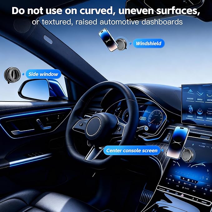 Car Phone Holder [120+LBS Strongest Suction & 2800gf Magnetic] , 360° Adjustable Magsafe Car Mount, Car Phone Mount for Cars/Gyms/Mirrors/Shower Stalls, Compatible with iPhone and Android Devices (2)