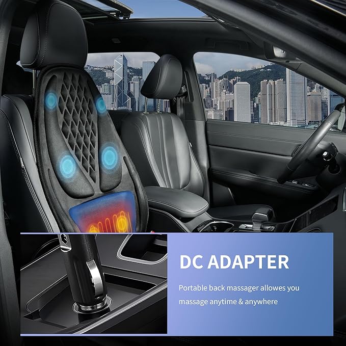 Back Massager with Heat, Massage Seat Cushion with 3D Back Support, 8 Vibrating Motors Massager Chair Pad for Full Body Pain Relief, Ideal Gift for Valentine's Day/Lover/Parents/Friends