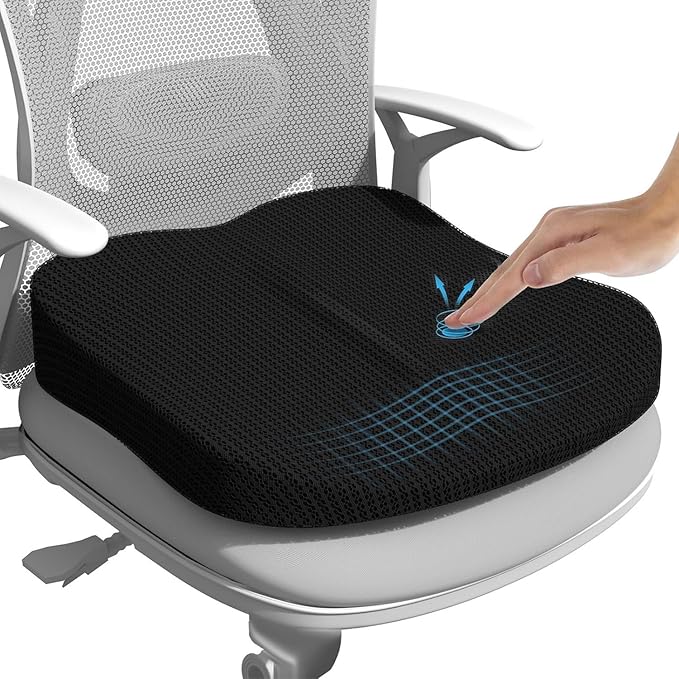 Wedge Car Seat Cushions for Driving, Adult Booster Seat Cushion for Car Truck Driver, Memory Foam Butt Cushion for Office Chair Wheelchair Home, Mesh Black