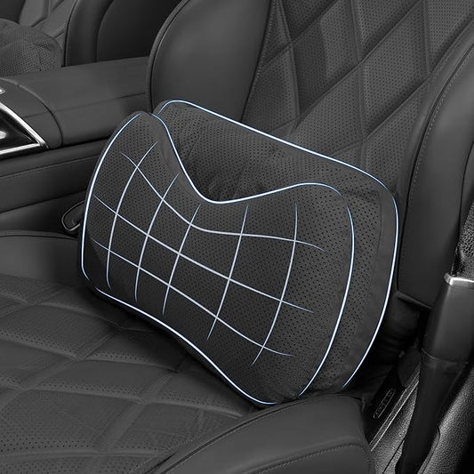 Lumbar Support Pillow for Car, Comfortable Back Support for Driving Seat, Back Pain Relief for Car Seat, Ergonomic Back Cushion for Cars, SUVs and Office (Black)