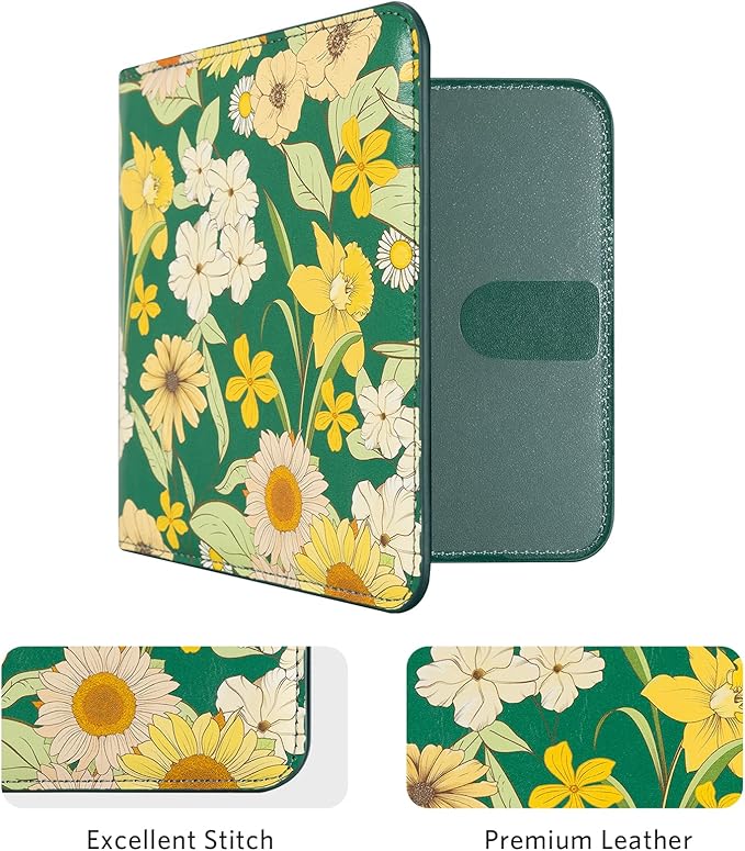 CoBak Car Registration and Insurance Holder - Vehicle Glove Box Car Organizer, Auto Truck Comparment Accessories Case for Essential Document, Driver License, Cards (Blossom Forest Green)