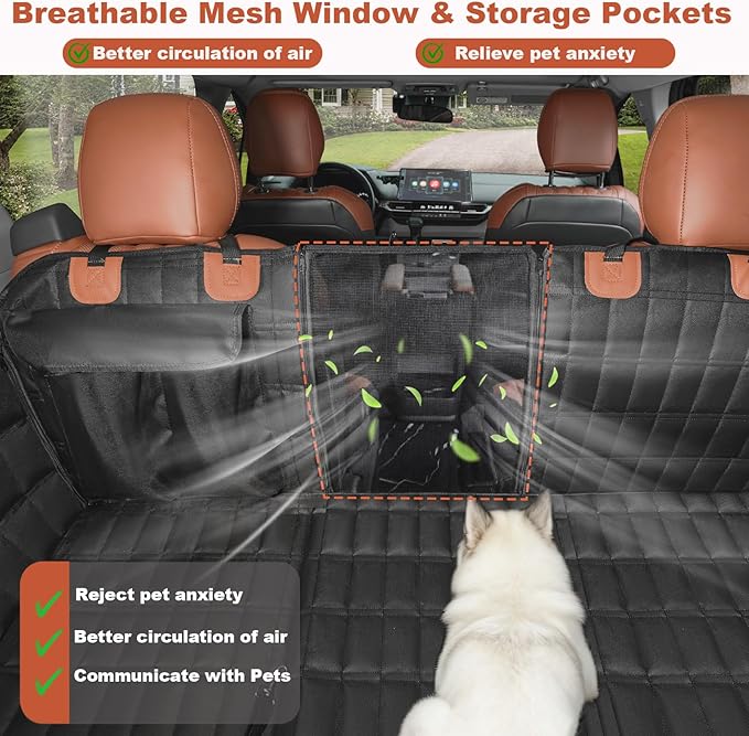 Dog Seat Cover for 6/7 Seat Minivan & SUV, Backseat Extender Hard Bottom Seat Cover Dog Hammock Heavy Duty Anti-Scratch & Waterproof Pet 3nd Row Seat Mat Protector for Toyota Sienna, Hyundai Santa Fe