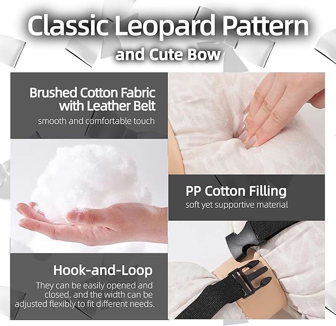 Car Headrest Pillow with Leopard Print Chic Car Interior Breathable Neck Support Cushions Fits for Most Cars (Beige Pillow)