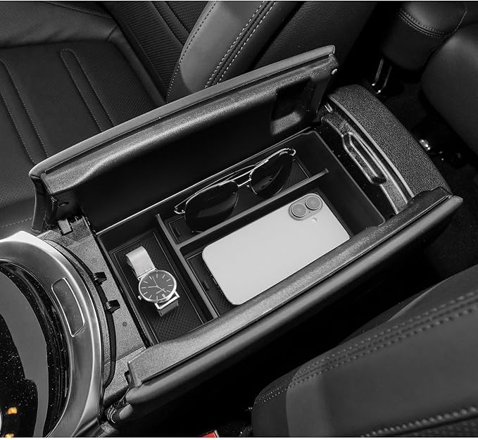 LUWU Center Console Organizer Compatible with 2019-2025 Benz G-Class G550/G580/AMG G63/G500/G350/W463/W464/G-wagen Accessories Armrest Console Storage Box Insert Tray ABS Material Coin Container Black