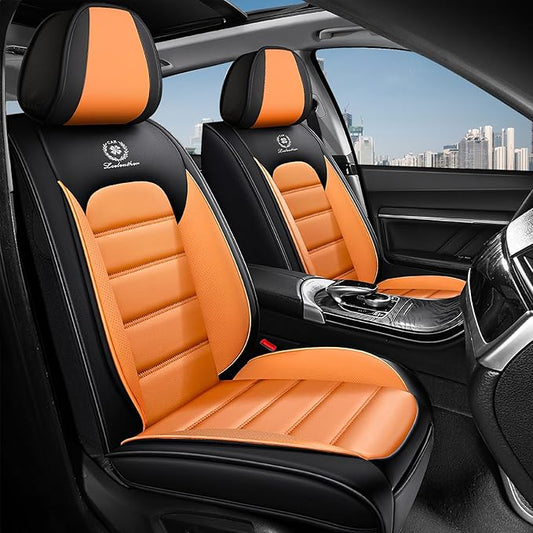 2 Seat Covers for Toyota Highlander 2001-2026 Breathable Car Seat Covers,Anti-Slip Waterproof Car Seat Protectors with Airbag,Automotive Vehicle Cushion with Storage Pockets (Standard,Orange)