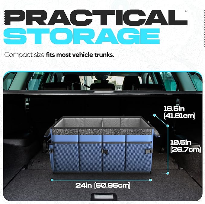 FORTEM Trunk Organizer For SUV Car Trunk Organizer, Foldable Storage, Car Accessories for Women Men, Collapsible Bag, Perfect Christmas Gifts, 600D Oxford, Non Slip Bottom, Straps, Soft Cover (65L)