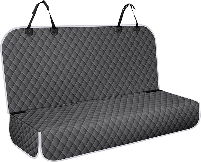 Backseat Cover for Dogs, Waterproof and Non-Slip Pet Bench Seat Covers, Car Seat Protector for Back Seat, Universal Size Rear Car Seat Cover Fits Cars, Trucks and SUVs, L-Charcoal Grey&Grey