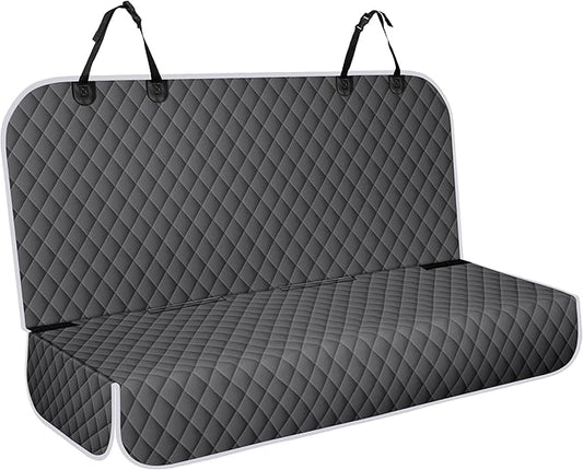 Backseat Cover for Dogs, Waterproof and Non-Slip Pet Bench Seat Covers, Car Seat Protector for Back Seat, Universal Size Rear Car Seat Cover Fits Cars, Trucks and SUVs, L-Charcoal Grey&Grey
