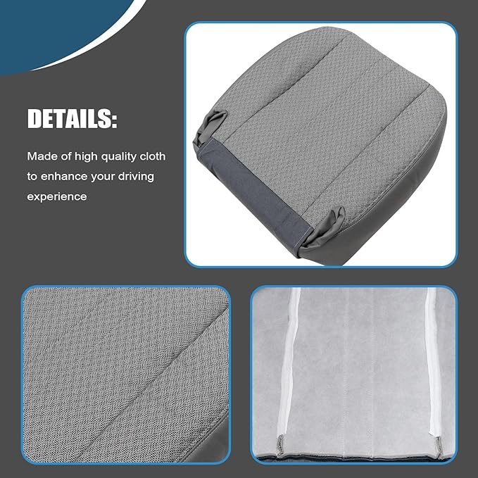 Priprilod Driver or Passenger Side Bottom Seat Cover & Lower Pad Foam Cushion Compatible with Chevy Express GMC Savana 1500 2500 3500 2003 2004 2005 2006 2007 2008 2009 2010 2011 2012 2013 2014