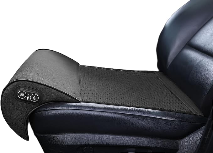 JUPENG Heated Massaging Car Leg Extende with Memory Foam，Vibrating Pillow for Long Drive ，Breathable Ergonomic Cushion with Heat，Car Seat Thigh Extender Support Cushions（Black, Brown, Beige） (Black)