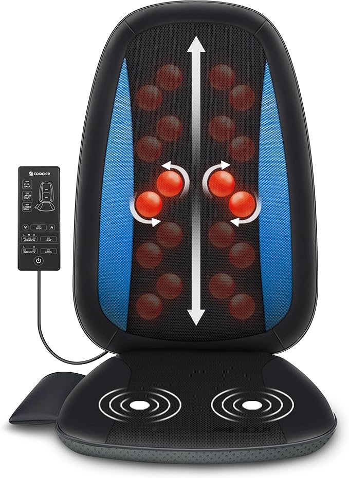 COMFIER Shiatsu Back Massager with Heat,Deep Tissue Kneading Massage Seat Cushion,Massage Chair Pad for Full Back,Body Massager for Home or Office Chair use,Valentine's Day