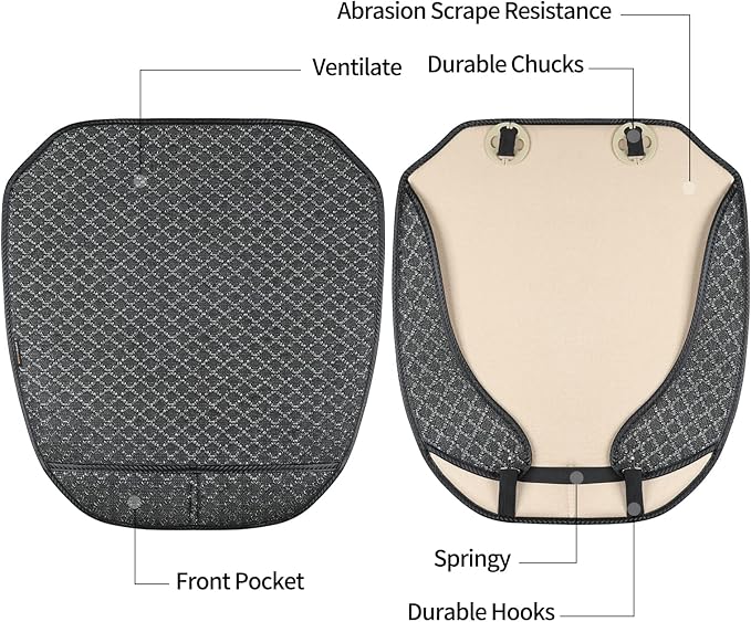 Bottom Car Seat Cover，Breathable Car Seat Protector，Driver Front Seat Cushion，Anti-Skid Four Seasons General（Black，2PCS）