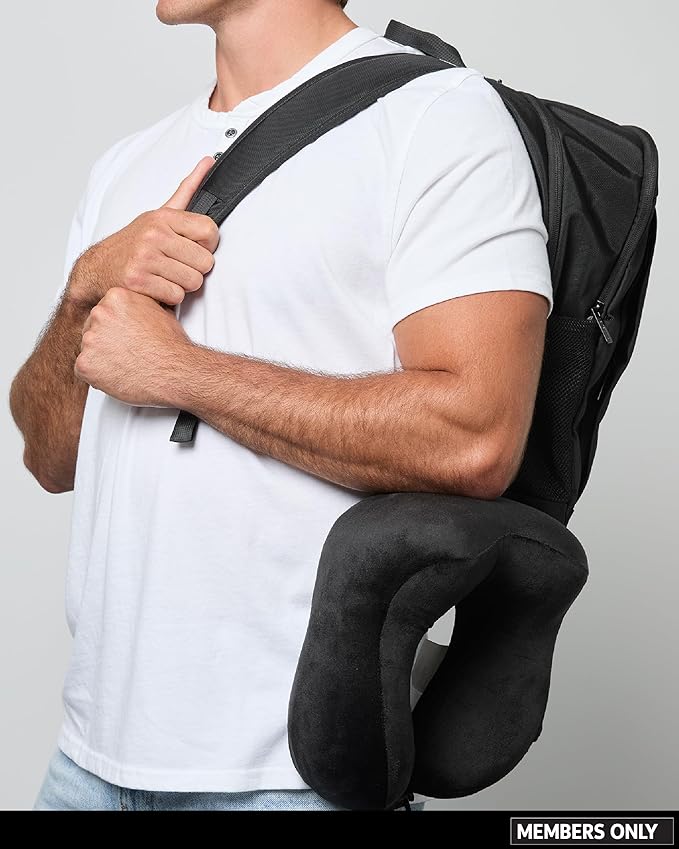 Members Only Black Neck Pillow for Traveling - Travel Pillow for Airplanes, Cars, Trains - Plane Travel Essentials