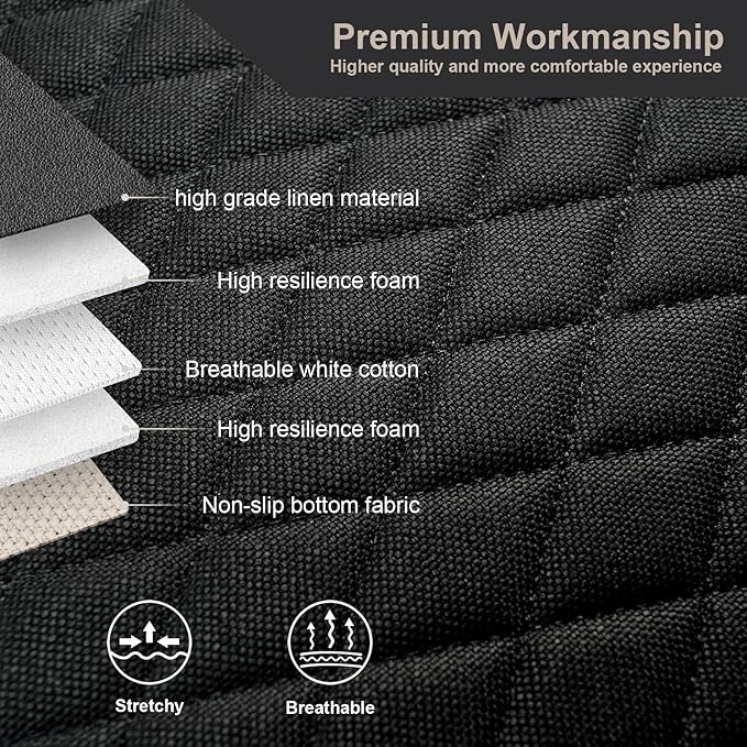 West Llama Linen Car Seat Covers,Bottom Seat Covers for Cars Include 2 Piece Front Driver Seat Pad Mat Universal Fits 90% Vehicles,SUVs,Cars,Sedans(2Piece-Black)