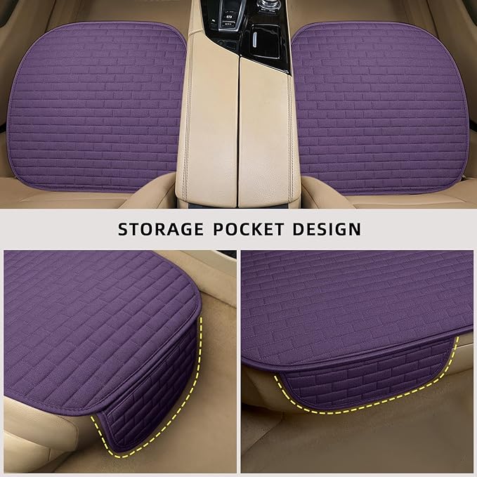 Dark Pruple Car Seat Covers Front Seats,2 Pack Seat Covers for Cars Truck SUV,Front Seat Covers with Storage Pocket(Dark Pruple-Front Seat)