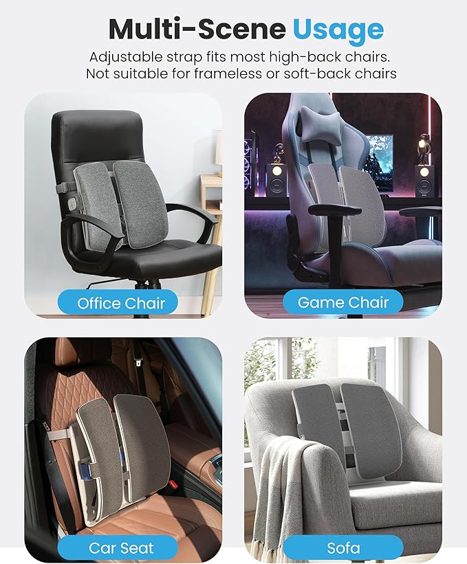 COMFIER Heated Lumbar Support Pillow with Vibration Massage, Back Support Cushion for Office Chair, Adjustable Height up to 18.1 in – Thoughtful Gifts for Mom Dad Women Men