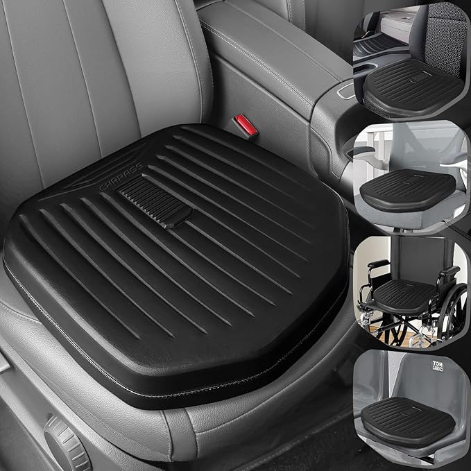 CAR PASS Premium Leather Car Seat Cushion, Comfort Memory Foam Driver Seat Cushion for Long Driving, Waterproof Non-Slip Seat Cushions for Cars, Truck, SUV, Office Chairs, Stadium, Black