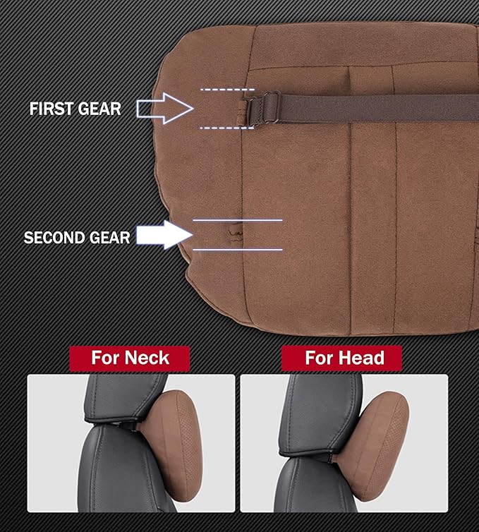 2pcs Car Neck Pillow for headrests,Support Drive Seats Head Cushion Pillows,Superfiber Suede,Plant-Based Polyester,Thickness & Height Adjustable,11.8x7.5,Inner Liner fillable (Black Color)
