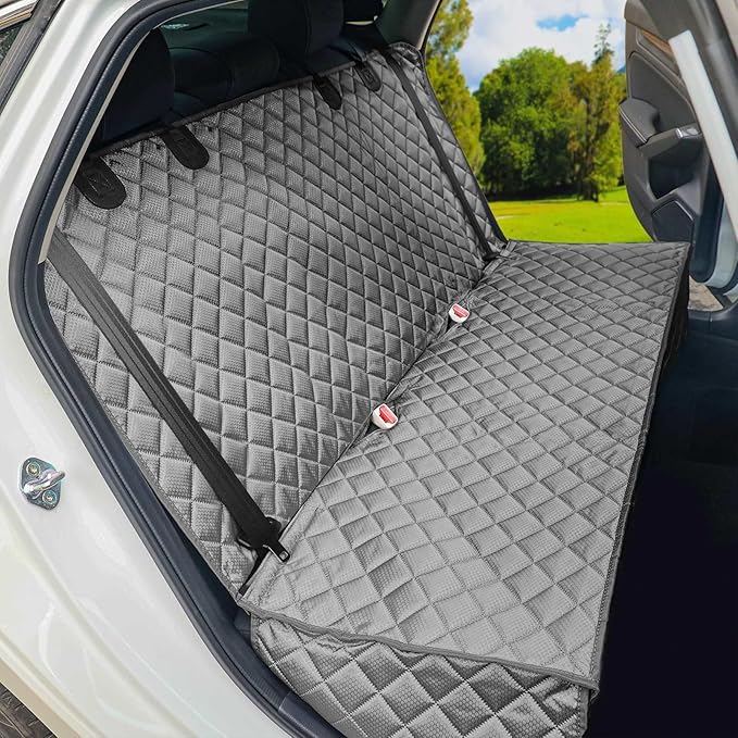 PETICON Waterproof Scratchproof Pet Bench Seat Covers for Cars, Trucks, SUVs, Nonslip Durable Back Seat Cover for Dogs, Washable Backseat Protection, Gray