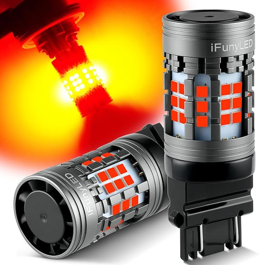 2PCS 3157 LED Bulb, Super bright 3156 3056 3057 3047 3457 4157 LED, Anti Hyper Flash CANBUS Error Free, Replacement Light Kit Set for Car Tail Brake Lights - Red