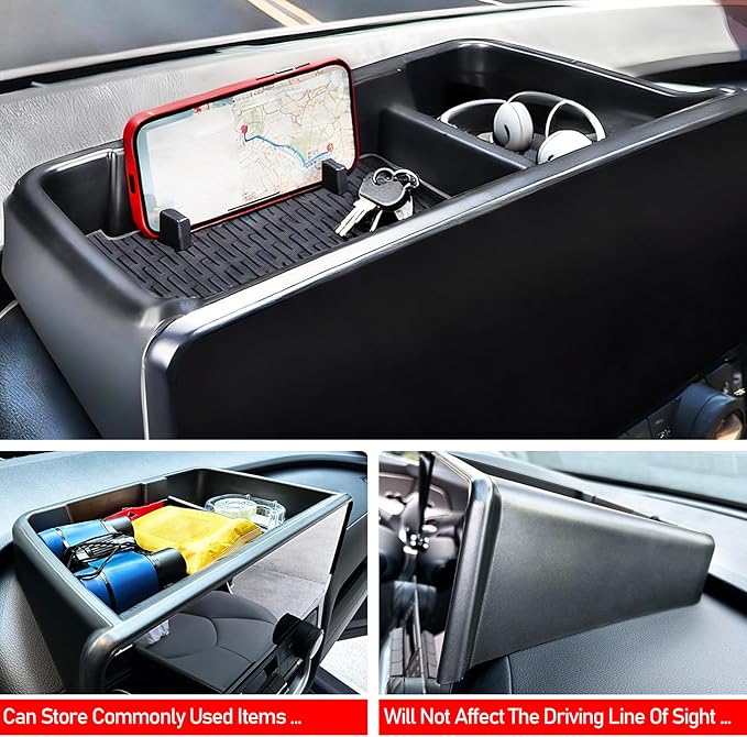 Dashboard Storage Tray Compatible with Grand Highlander 2024 2025 Accessories,Behind Screen Organizer Center Console Box for Grand Highlander,Hidden Storage Organizer Sunglass Tissue Holder