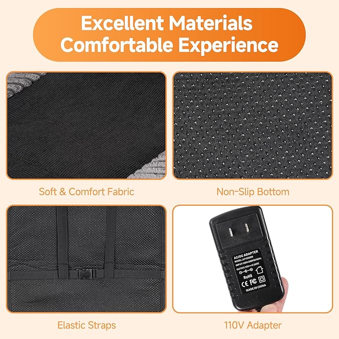Heated Seat Cushion for Office Chair, Back and Seat Warmer Pad, Heated Chair Pad with 110V Adapter