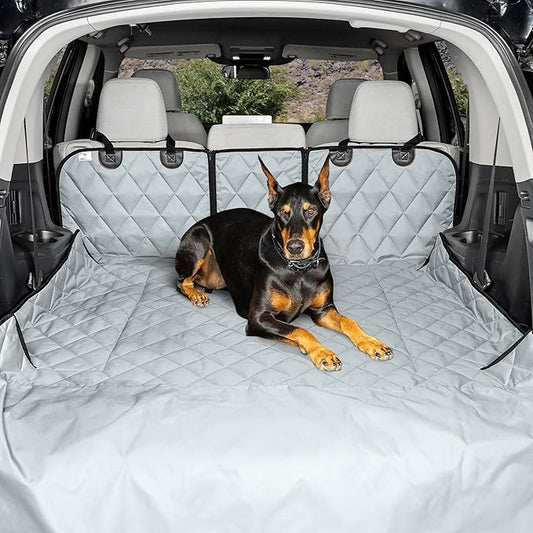4Knines Split Cargo Liner for SUV – for Dogs & Pets, Heavy-Duty, Waterproof Trunk Mat & Cargo Cover – Fits 60/40 Split Bench & Armrest Pass-Through – Machine Washable, Non-Slip (Extra Large, Grey)