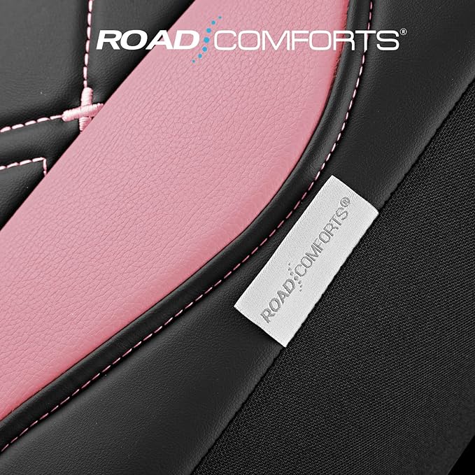 Road Comforts Seat Covers, Premium Leather Car Seat Covers Front Seat for Women Girls,Airbag Compatible, Automotive Seat Covers Universal Fit Most Cars,Vans,Truck,SUV
