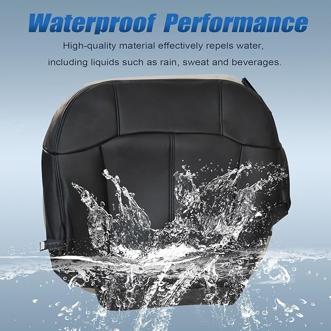 SecosAutoparts Driver Side Bottom Leather Seat Cover & Driver Side Foam Compatible with Chevy Silverado Compatible with GMC Sierra 1999 2000 2001 2002