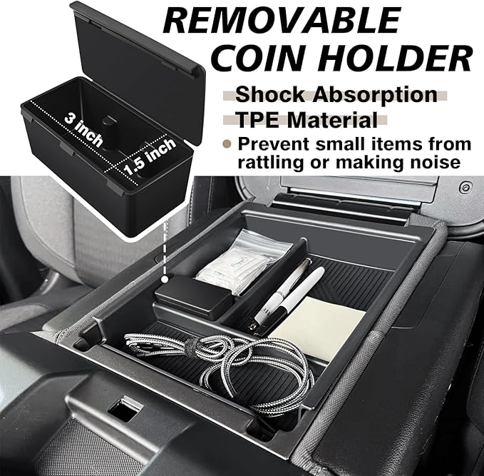 Muslogy Center Console Organizer Compatible with 2020-2025 2026 Chevy Silverado/GMC Sierra 1500 2500HD 3500HD Accessories Storage Insert Box Console Armrest Divider(Jump Seat ONLY) - Upper Organizer