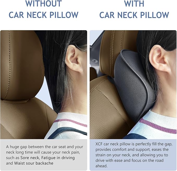 Car Neck Pillow for Driving, Soft Car Neck Pillow Memory Foam Neck Support Pillow, Comfortable Ergonomic Design for Travel, Cervical Support and Neck Pain Relief (Black, 1Pcs)