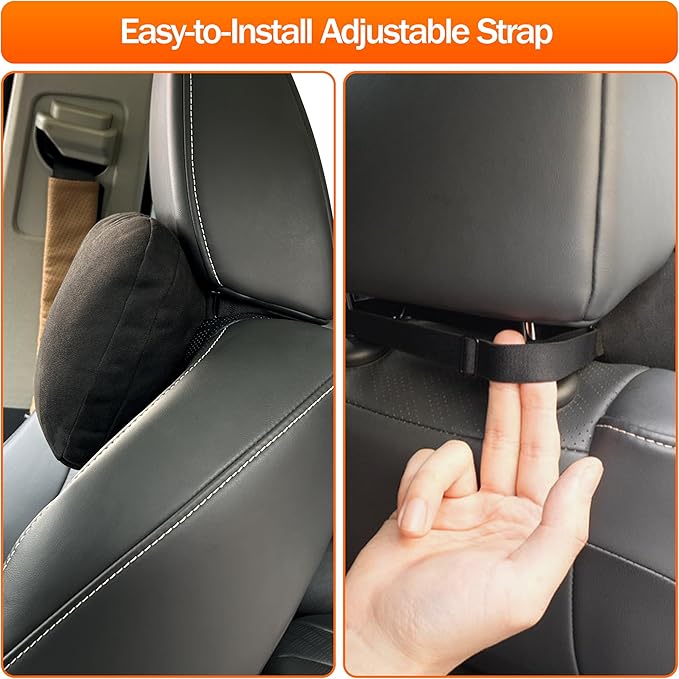 2Ps car headrest Pillow, car Neck Pillow for Driving, 11.8x7.5 inches Head Rest Pillow for car,Fits Most car Models, Suede Fabric with Polyester Fiber Filling(Black)