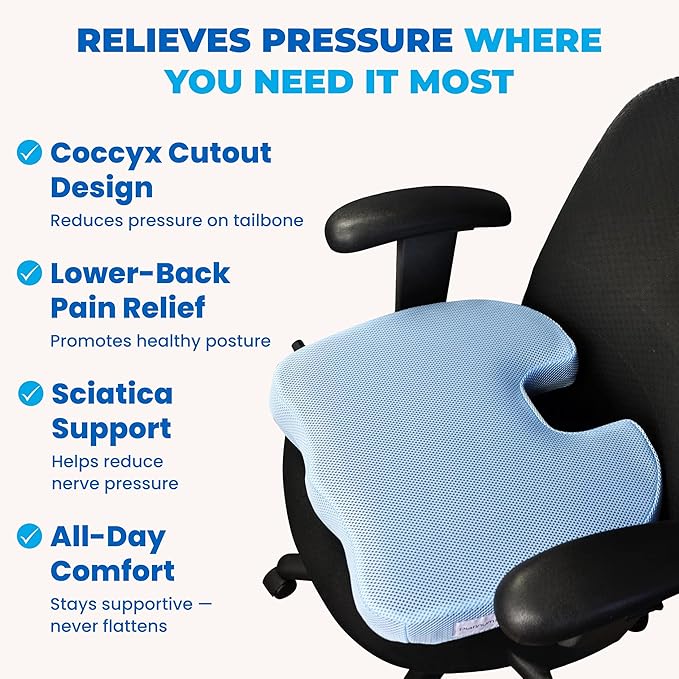 Air-Logic Smart-Cushion Premium Seat Cushion. User Adjustable Comfort. Never Bottoms Out. Self-Inflating Air/Foam Technology. Coccyx Cutout, Relieves Sciatica, Back/Tailbone Pain. Free Carry Bag (1)