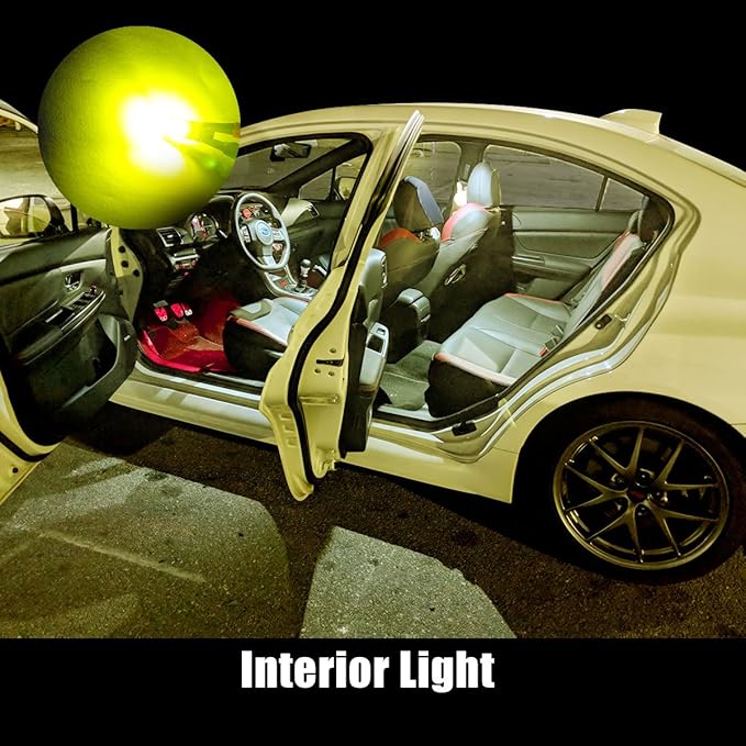 LASFIT194 LED Bulb, Extremely Bright T10 168 2825 W5W Wedge 3030 Chipsets 400 Lumens, Error Free for Car Interior Dome Map Door Courtesy Lights, Golden Yellow，12-24V
