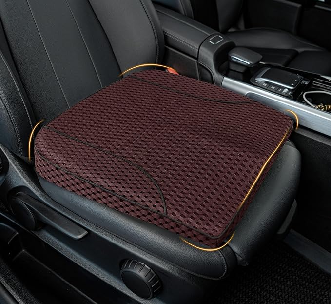 kingphenix Premium Car Seat Cushion, Memory Foam Driver Seat Cushion to Improve Driving View- Coccyx & Lower Back Pain Relief - Seat Cushion for Car, Truck, Office Chair (4D Mesh Brown)