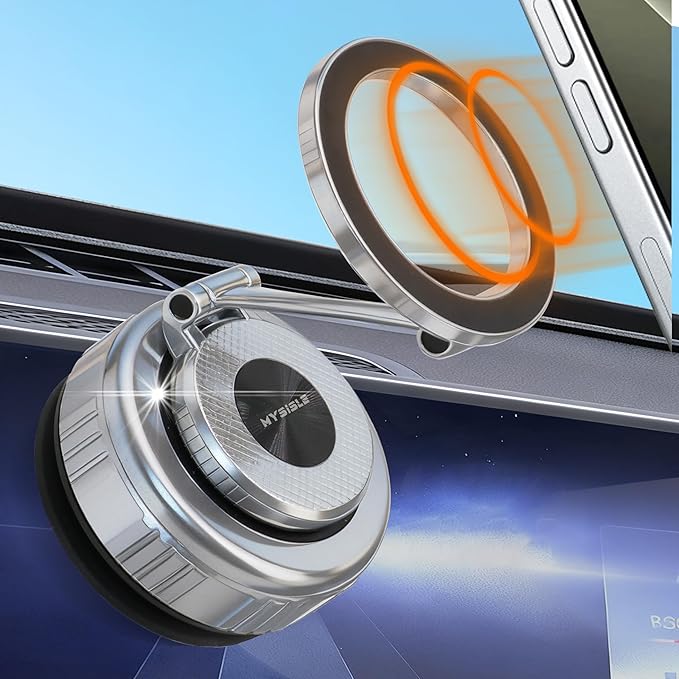 2026 Upgraded 360° Adjustable Vacuum Magnetic Car Phone Holder for Mag Safe [90+LBS Suction & 2800gf Magnetic] Suction Cup Car Phone Mount for i Phone 17 Pro Max 16 15 14 13 12