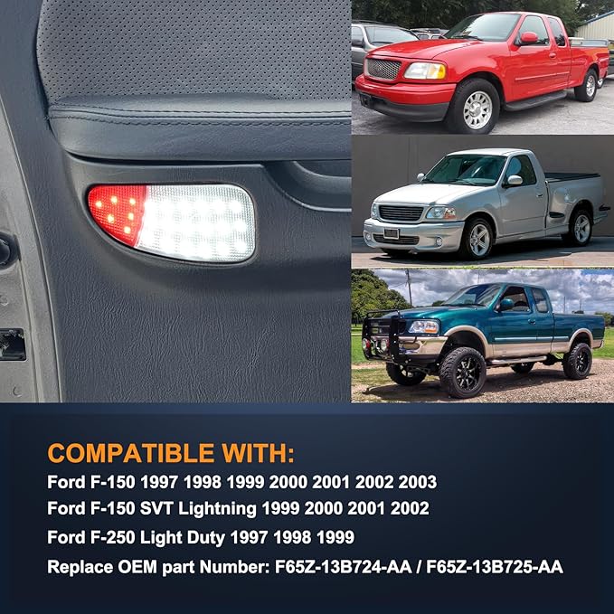 Nilight 2PCS LED Interior Door Panel Light Courtesy Warning Lights White Red Plug and Play Compatible with Ford F-150 1997-2003 F-250 Lobo1997-1999 F-150 SVT 1999-2022 Heritage 2004