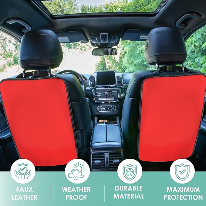 FH Group Faux Leather Back Seat Kick Protectors, Heavy Duty Car Kick Mats for Kids –2-Pack Back Seat Protector for Driver and Passenger Seat, Waterproof Protection from Dirt,Mud,Easy to Clean