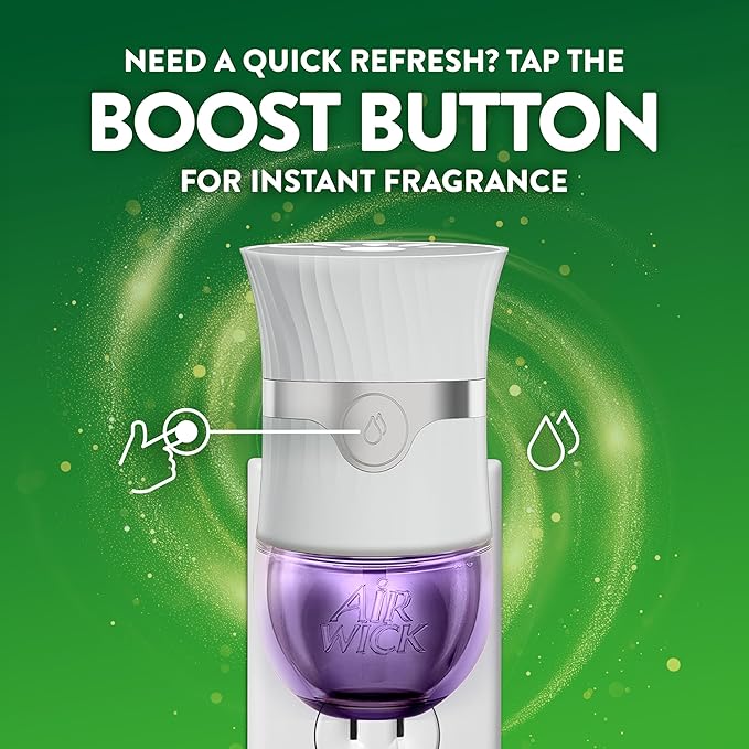 Air Wick Plug in Scented Oil Starter Kit, 2 Warmers + 6 Refills, Lavender & Chamomile, Eco Friendly, Essential Oils, Air Freshener