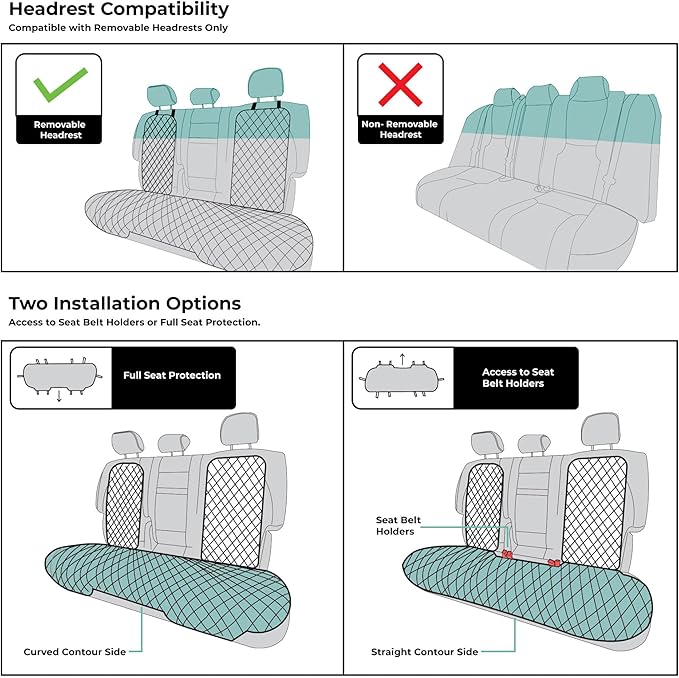 FH Group Car Seat Cushion Neosupreme Automotive Seat Cushions - Universal Fit, Rear Car Seat Cushion, Car Seat Cushions With Non-Slip Silicone Backing for SUV, Sedan, Van Rear Set Beige